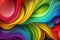 Abstract 3D rainbow colors background. Silk satin style backdrop with liquid wavy folds and trendy metal effect