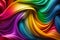 Abstract 3D rainbow colors background. Silk satin style backdrop with liquid wavy folds and trendy metal effect