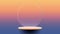 Abstract 3D realistic podium with circle transparency glass on gradient colors sunrise sky background retro style