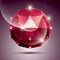 Abstract 3D red shiny sphere with sparkles, ruby glossy orb