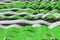 Abstract 3D rendering of black, white and green sine waves