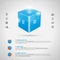 Abstract 3D shiny cube and gray icons - infographi