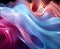 Abstract 3D silk digital wave flow wallpaper hologram style pastel colors with violet purple pink and blue