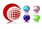 Abstract 3D sphere logos carving set. Logo spheres white background