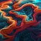 Abstract 3d Wave Texture: Dark Cyan And Orange Wallpaper