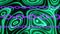Abstract 80s retro disco neon background. Hippie style wallpaper with glowing green waves and purple chains