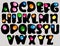 Abstract ABC,black alphabet with color drops