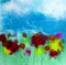 Abstract acrylic square wildflowers floral painting