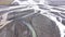 Abstract aerial top down view perspective of glacial melt water river streams in Iceland