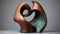 Abstract Aged Bronze Sculpture With Soft And Rounded Forms