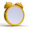 Abstract alarm clock with blank dial on white background. 3D
