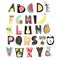 Abstract Alphabet fruit. Creative Kids font. Great for education, home decor.