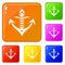 Abstract anchor icons set vector color
