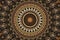 abstract ancient ornament in brown, mandala, kaleidoscope