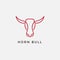 Abstract angus cow bison bufallo steak premium logo design. Creative bull horns line icon symbol