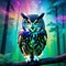 Abstract animal Owl with colorful double exposure paint with