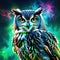 Abstract animal Owl with colorful double exposure paint with