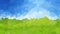 Abstract animated stained background seamless loop video blue sky over green horizontal landscape