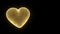 Abstract animation 3D heart of golden glitter wire mesh on black background rotating loop with copy space for your text.