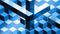 Abstract animation for background, with black, blue and white cubes and bars. Looping seamless. Isometric perspective, hypnotic.