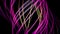 Abstract animation of blurred colorful neon lines and spirals intertwining rotating on the dark background. Animation