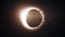 Abstract animation of eclipse of sun. Moon closes sun leaving ring of fire on black background. Animation of an