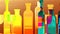 Abstract animation with painted wine bottles and glasses