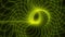 Abstract animation of subtle glowing neon wavy moving and rotating yellow lines on black background
