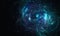Abstract aqua blue glowing energy discharge, nebula or cluster of stars in deep dark space.