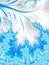 Abstract Aqua Blue White Christmas Tree Branch with Snowflakes.