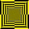 Abstract arabesque four corner alternating structure black yellow trapezoids
