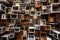 Abstract architectural background made of wooden cubes. 3D render illustration. nested boxes, The boxes are interconnected by