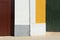 Abstract architectural composition with flat colors and textures with a central axis