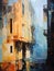 Abstract architectural composition. Oil painting in impressionism style