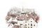 Abstract architecture sketch style image of Prague old houses tile roofs