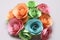 abstract arrangement of 3d paper flowers in a spiral