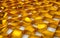 Abstract array of shinny gold and white polygons. 3d render