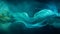 Abstract Art Banner: Teal Ink Swirling In Water On Dark Teal Gradient