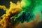 Abstract Art - Burst of Green and Yellow Smoke for Fresh and Natural Vibes