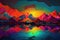 Abstract art. Colorful paiting art of an abstract mountain