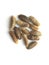 Abstract art. Composition of date seeds on a white background.