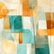 Abstract Art Deco Geometric Shapes: Turquoise And Amber Canvas