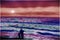 Abstract Art: Impressionistic Image:  Father Takes His  Daughter To The Beach For An Autumn Sunset