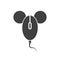 Abstract art object - a computer mouse image with the ears and tail of a real mouse. Vector illustration on white