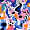 Abstract Art Pattern With Colorful Strokes: Matisse Inspired Design