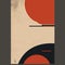 Abstract Art Poster With Dark Beige And Orange Shapes