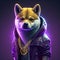 Abstract art of shiba designed custom with hip hop styles isolated background.