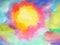 Abstract art sun, sunny rainbow colorful watercolor painting background