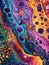 Abstract art Vibrant and Colorful representation of microbial through High Magnification Explore the Hidden Universe Journey