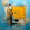 Abstract Art: Yellow Blue Industrial Technological Dada Painting